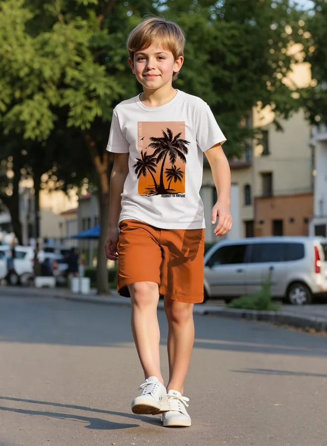 Take Two  Boys Tropical Graphic Print T-Shirt And Shorts Set for Men | Best Price UAE