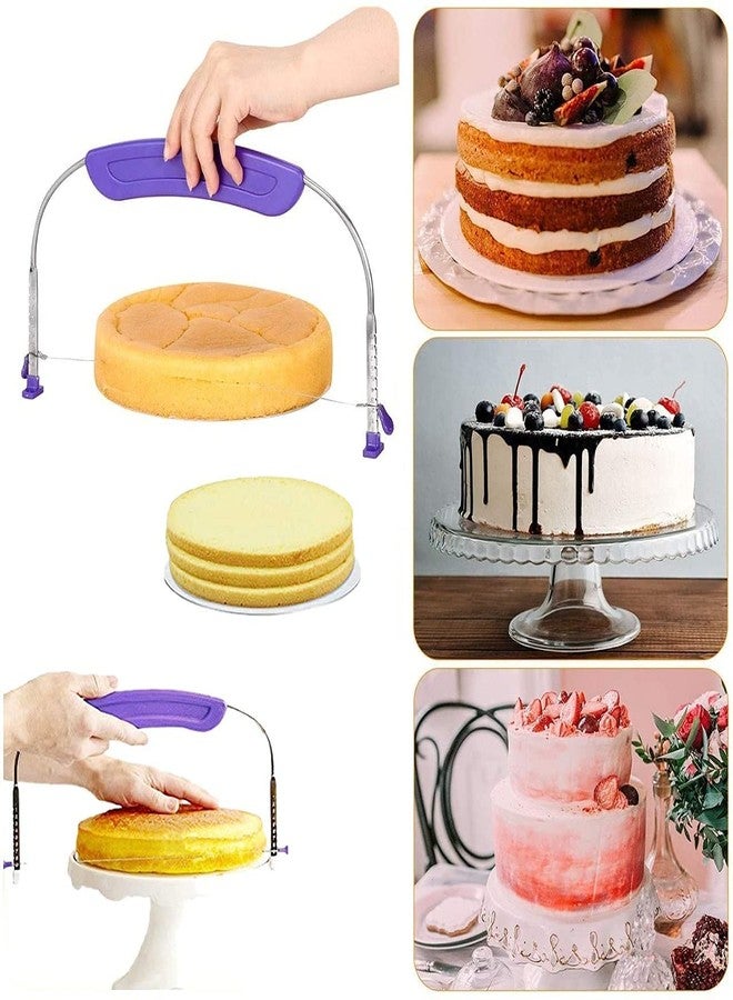 Baking Set Adjustable Bread Pizza Cake Slicer Cutter and Wire Leveler Stainless Steel Tool (Multicolour) - Image 2