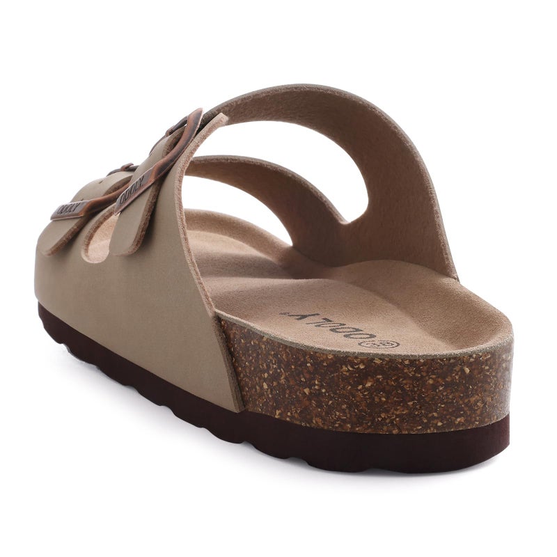 ODOLY Unisex Cork Footbed Slide Sandal, Arch Support Summer Outdoor Sandals with Adjustable Buckle for Women and Men, Taupe 40 (9 Women/7.5 Men) - Image 5