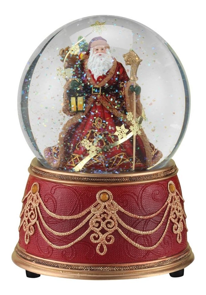 Roman Santa with Snowflakes Musical We Wish You a Merry Christmas Snow Globe