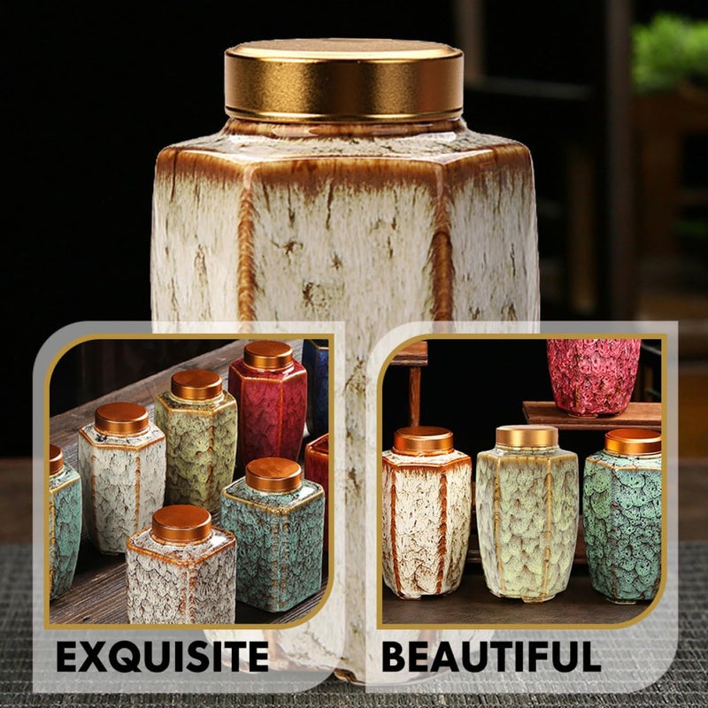 Ceramic Tea Storage Jar Airtight Sealing Lid Kiln Glazed White Porcelain Canister For Home Office - Image 5