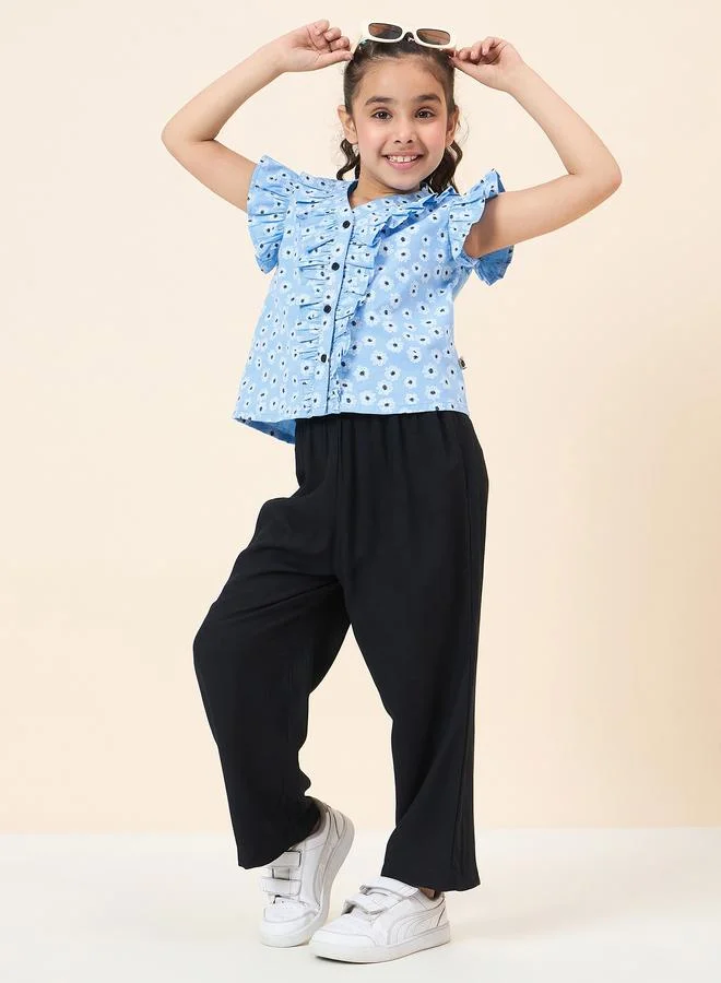 Stylo Bug Stylo Bug Daisy Print Ruffled Top and Pants Set
