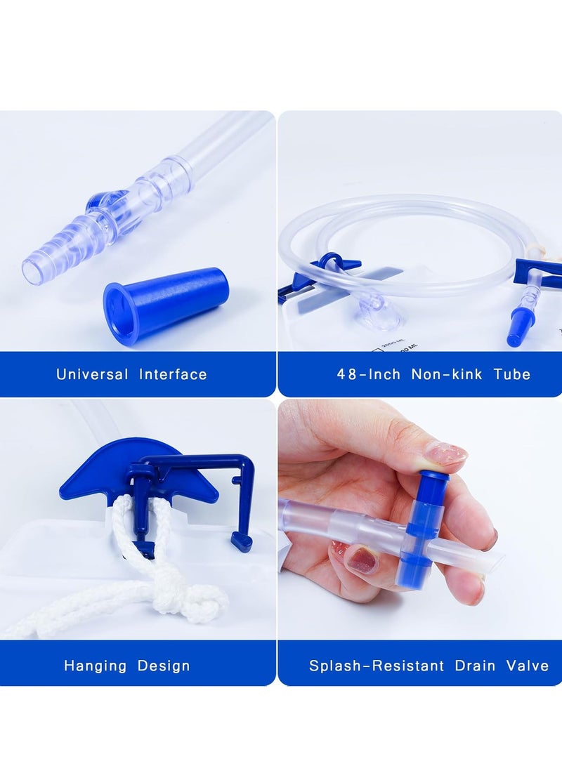 Bukela 5 Pack Sterile Urinary Drainage Bag, 2000mL Overnight Bedside Disposable Urine Bags with Anti-Reflux Valve, 48" Tube Drainage  - Image 5