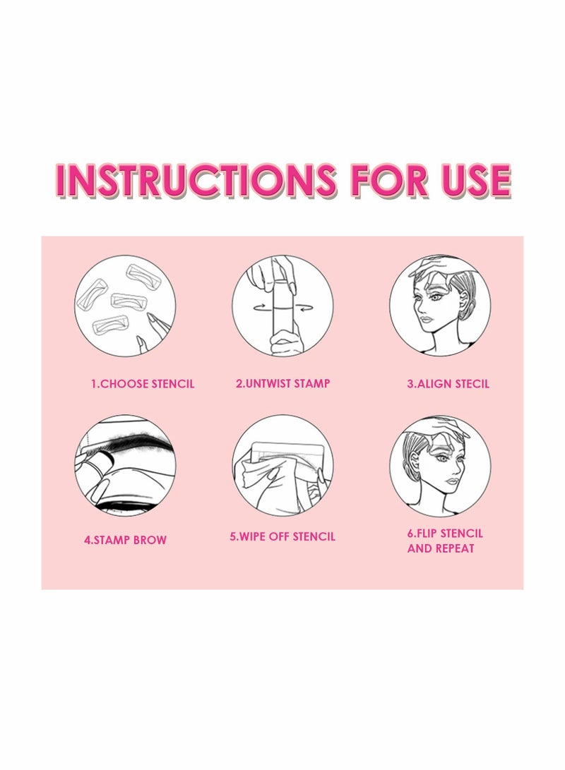 Eyebrow Stamp Stencil Kit Dual-Color, Perfect Instant Brows Every Time, Adjustable for all Eyebrow Shapes, Waterproof and Sweatproof, Reusable & Super Easy To Use (DARK BROWN + NEARLY BLACK)