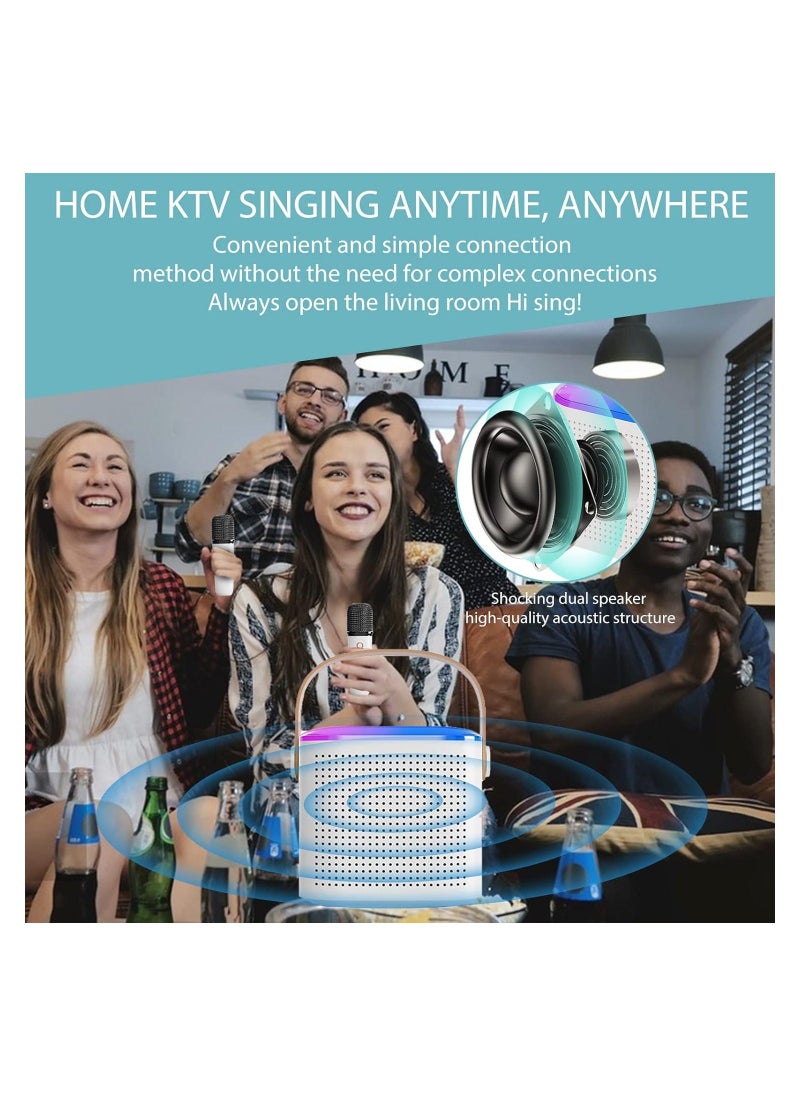 Karaoke Machine Portable Bluetooth Speaker with 2 Wireless handheled Microphones LED Lights Portable Bluetooth Karaoke Speaker for All Smartphones for Home Party Birthday Gifts - Image 5