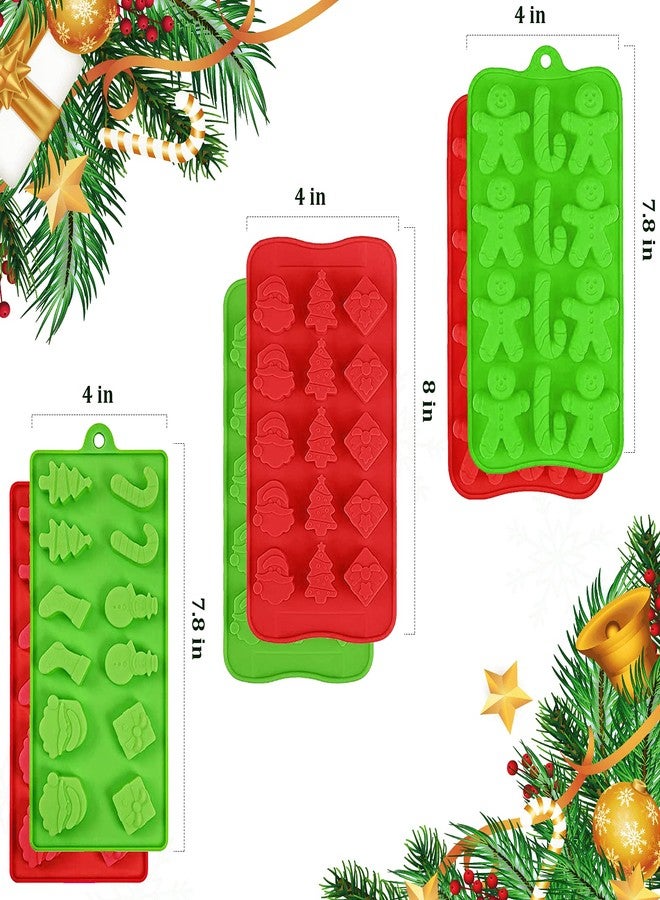 LLPMutu 6Pcs Christmas Silicone Molds Chocolate and Candy Molds Set Santa Clause Snowman Christmas Tree Presents Gingerbread Star Candy Cane Molds Baking Molds for Cake Toppers,Ice Cubes,Jello for Party Decor - Image 2