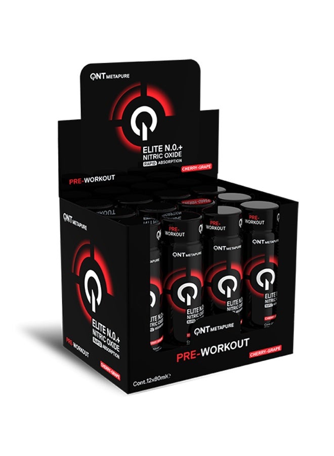 QNT Elite N.O.+ Pre Workout | 12 x 80ml | Cherry-Grape | Muscle Stimulation & Pump - Image 5