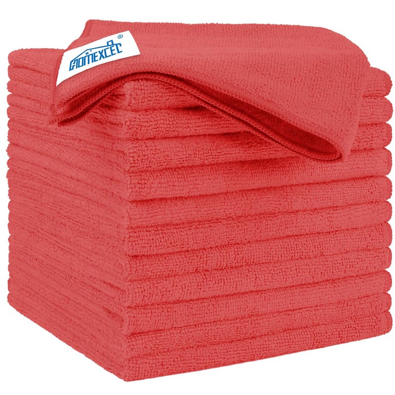 HOMEXCEL Red Microfiber Cleaning Cloth 12 Pack 125 x 125 inch Microfiber Towels for Cars Ultra Absorbent Car Washing Cloth Lint Free Streak Free Cleaning Rags for Car Kitchen and Window - Image 2
