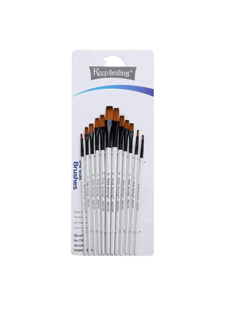 Keep Smiling Keep Smiling Brush (Short Handel Flat Set of 12)  - Image 1