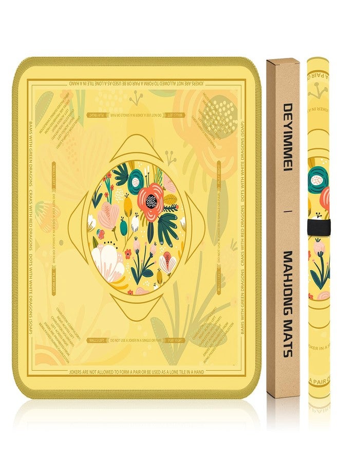 Deyimmei Mahjong Mat for Table - Non-Slip Mahjong Table Cover with Storage Pockets, Perfect Mahjong Accessories & Gifts for Women, Men, and Mahjong Enthusiasts (Golden Meadow) - Image 1