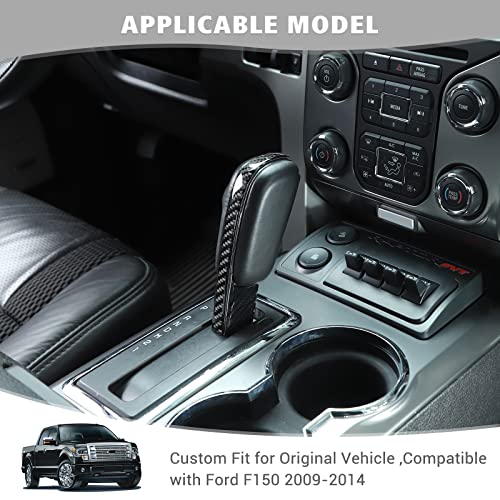 Jimen Compatible with Ford F150 2009-2014, 3PCS Gear Shift Knob Cover Trim Overlay (Carbon Fiber) - Image 2