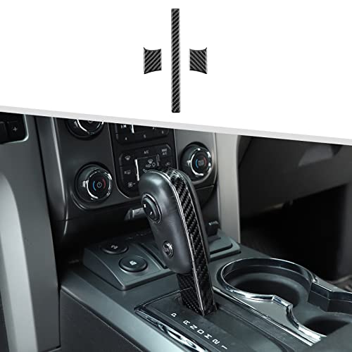 Jimen Compatible with Ford F150 2009-2014, 3PCS Gear Shift Knob Cover Trim Overlay (Carbon Fiber) - Image 1