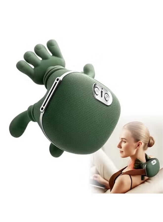 LEXIN Portable Electric Heated Neck and Shoulder Massager with 4D Deep Tissue Kneading and Bionic Human Hand Design for Acupressure Pain Relief and Muscle Relaxation Green - Image 1
