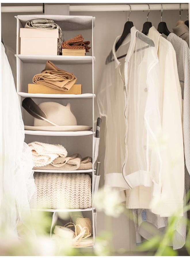 Zaboon Hanging Storage With 7 Compartments, Grey/Patterned, 30X30X90 Cm - Image 5