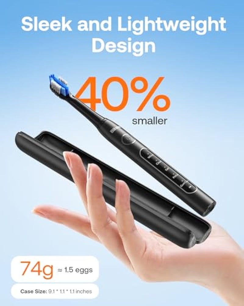 Bitvae D2 Ultrasonic Electric Toothbrush for Adults and Kids, Electric Toothbrush with Rechargeable Power, 8 Toothbrush Heads and 5 Modes, Black - Image 4