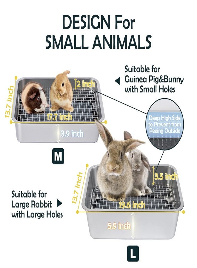 MEEXPAWS Guinea Pig Stainless Steel Litter Box with Raised Grid and Washable Pad,Small Bunny Rabbit Litter Pan High Side, Ferret Rat Litter Box, Small Animal Toilet Potty Tray Easy Clean,Less Stink - Image 3