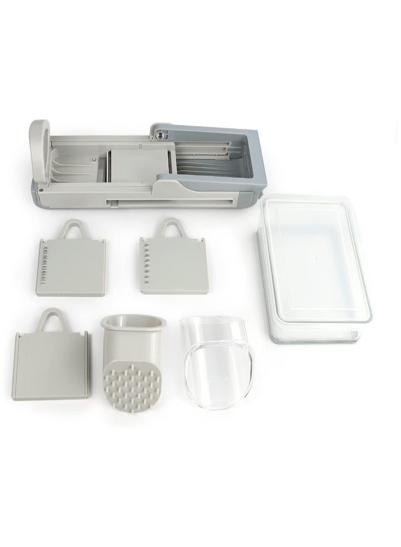 Denx Multifunctional Vegetable Cutter, Mandolin Slicer Kitchen Vegetable Cutter, Safety Potato Slicer, Food Chopper Grater Slicer For Vegetable Fruit Meat With Container Replaceable Blades - Image 3