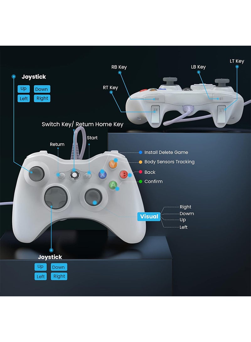 Wired Controller for Xbox 360, Game Controller for 360 with Dual-Vibration Turbo Compatible with Xbox 360/360 Slim and PC Windows 7,8,10,11 (Black) - Image 4