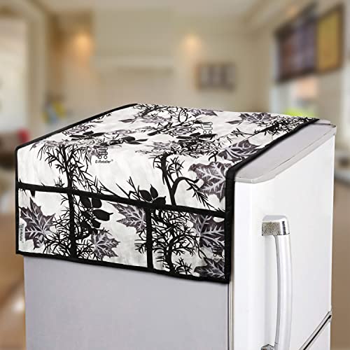 E-Retailer® Exclusive 3-Layered Polyester Combo Set of Appliances Cover (1 Pc. of Fridge Top Cover, 1 Pc. of Microwave Oven Top Cover and 1 Pc. Top Load Washing Machine Cover) (Color-Black, Design-Floral, Set Contains-3 Pcs.) - Image 2