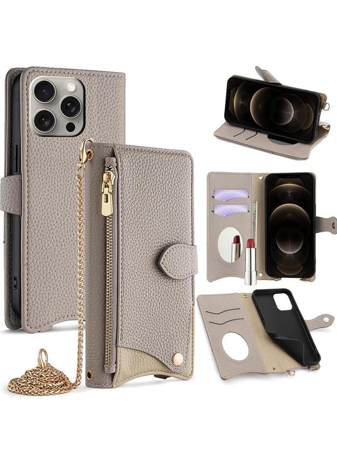 اس-توب جراب هاتف iPhone 12 / 12 Pro Crossbody Chain Tail Fishtail Leather Litchi - Image 1