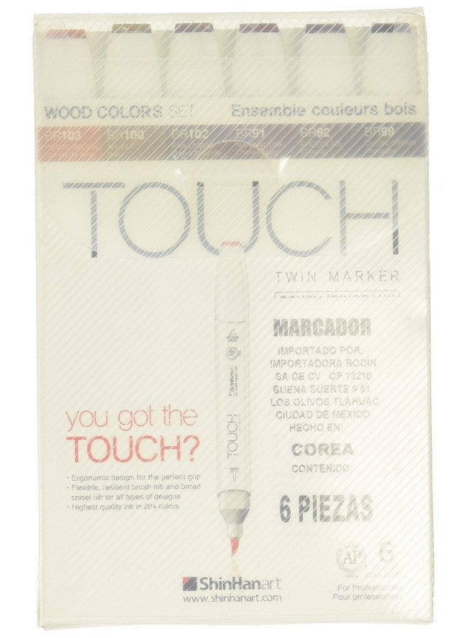 Touch Shinhan Touch Marker Brush Set of 6 Wood Colors - Image 2