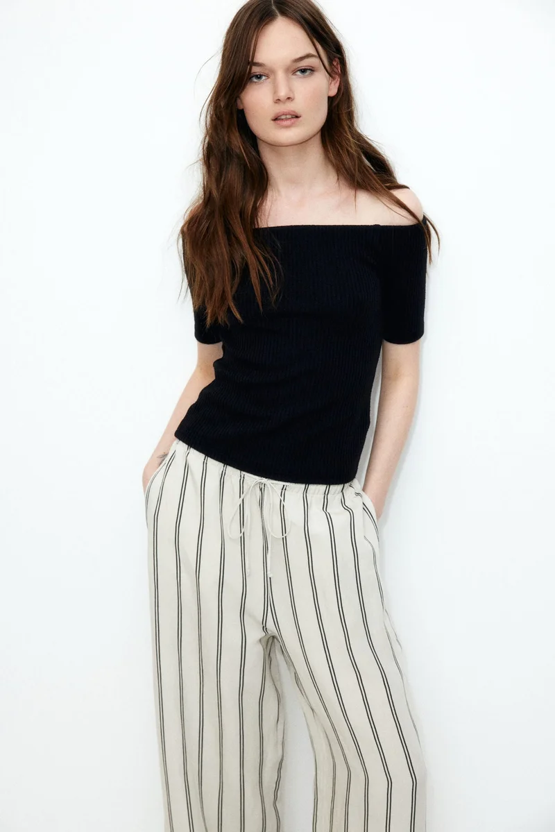 H&M Rib-knit off-the-shoulder top