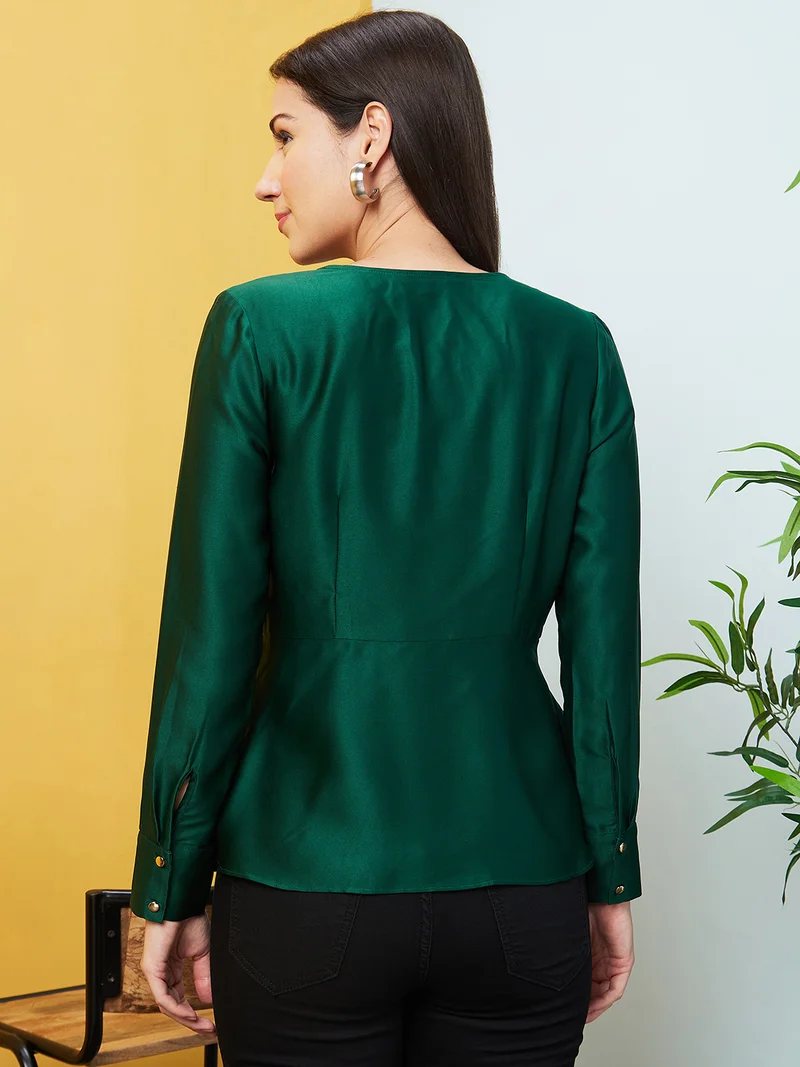 globus Women Wrap Style Peplum Party Top