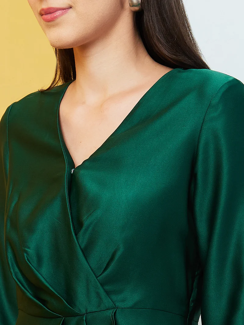 globus Women Wrap Style Peplum Party Top