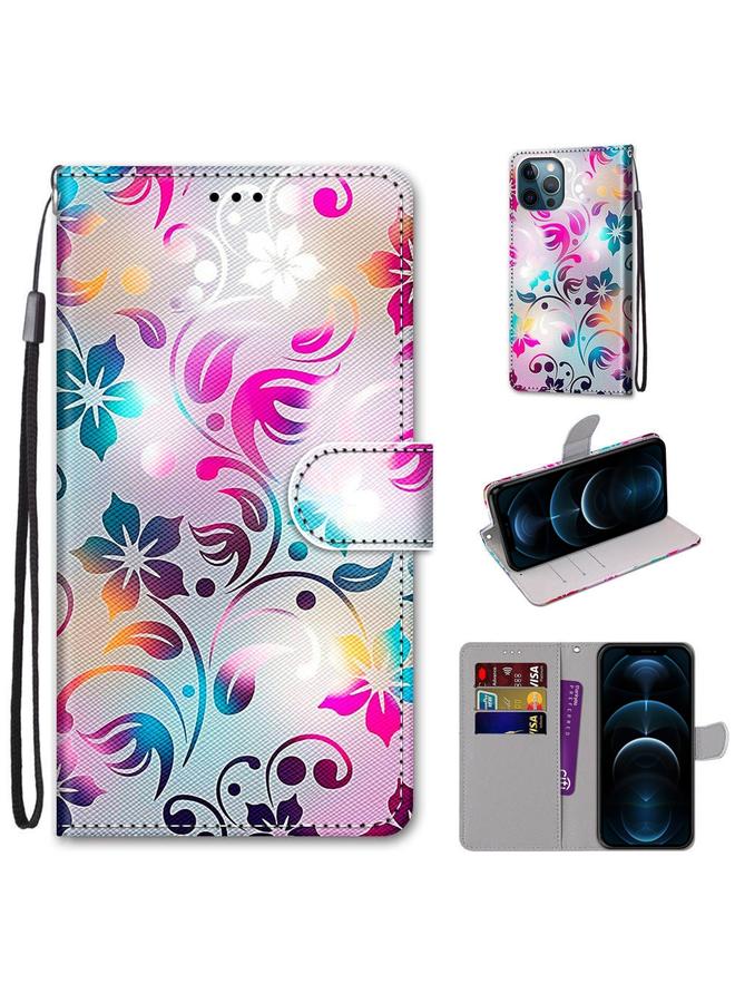 Zaboon Case For iPhone 12 Pro Max Coloured Drawing Cross Texture Horizontal Flip PU Leather Case with Holder & Card Slots & Wallet & Lanyard - Image 1