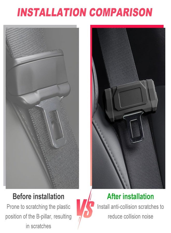 DXNQ 2PCS Car Seat Belt Buckle Covers, Anti-Scratch Silicone Auto Seat Belt Clips Protective Sleeve, Universal Seatbelt Buckle Cover Protector for Van Truck SUV, Car Accessories (Black) - Image 3