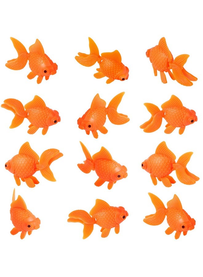 CCOZN 12 Pieces Artificial Fake Fish Aquarium Fish Bowl Tank Terrarium Decoration Moving Floating Glodfish Ornament Orange Plastic Gold Fish Toys for Party Decor - Image 1