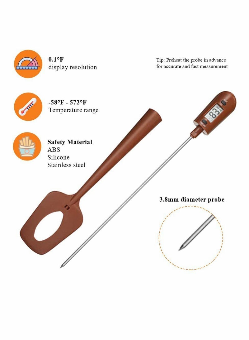 Excefore Silicon Candy Thermometer Digital Spatula Thermometer Professional Durable Deep Frying Instant Read Temperature Reader and Stirrer - Image 4