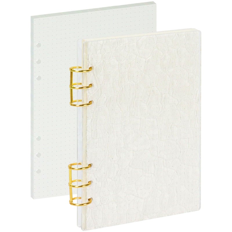 MultiBey A5 Binder 6-Ring Clear Acrylic Binder Notebook Cover, Gold Metal Round Ring with 45 Sheets Dot Grid Papers, A5 Loose Leaf Personal Planner Binder (Clear Shell) - Image 1