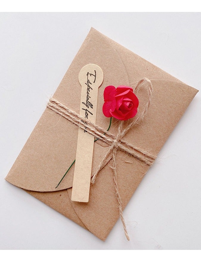 4 حزم ورق حرفي DIY Kraft ورق مجفف الزهور بطاقات التهنئة للهدايا -بطاقات يدوية مع زهرات الزهور، شكرا شخصيا للبطاقات - Image 3