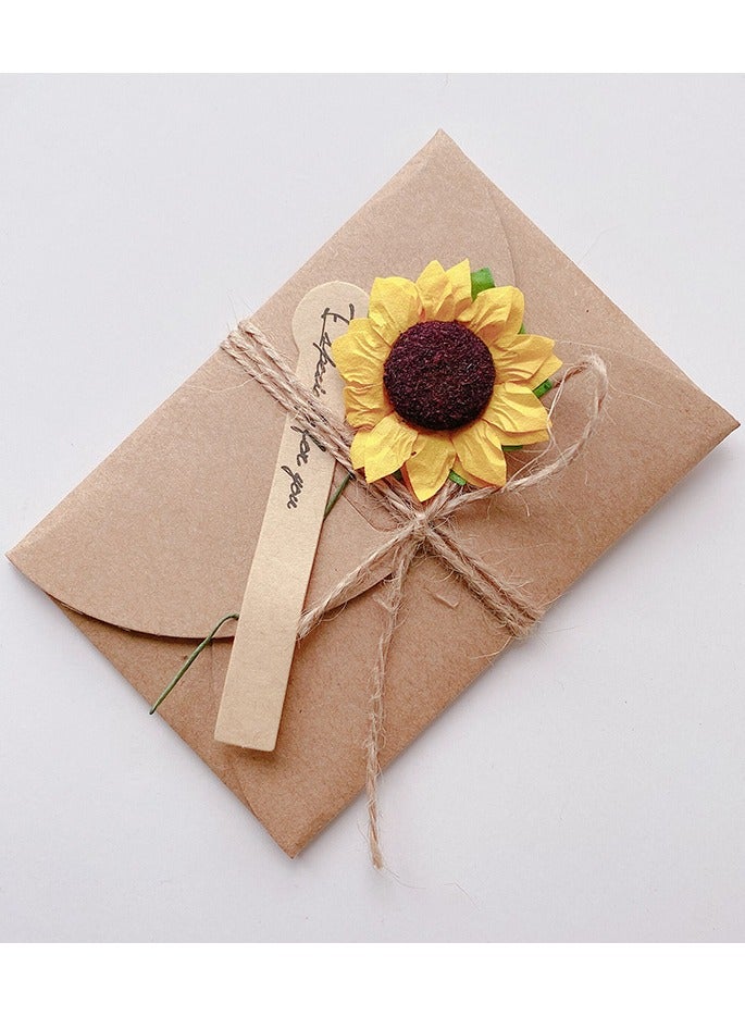 4 حزم ورق حرفي DIY Kraft ورق مجفف الزهور بطاقات التهنئة للهدايا -بطاقات يدوية مع زهرات الزهور، شكرا شخصيا للبطاقات - Image 2