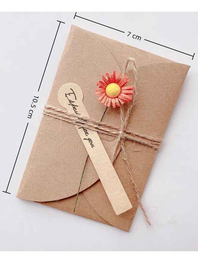 4 حزم ورق حرفي DIY Kraft ورق مجفف الزهور بطاقات التهنئة للهدايا -بطاقات يدوية مع زهرات الزهور، شكرا شخصيا للبطاقات - Image 1