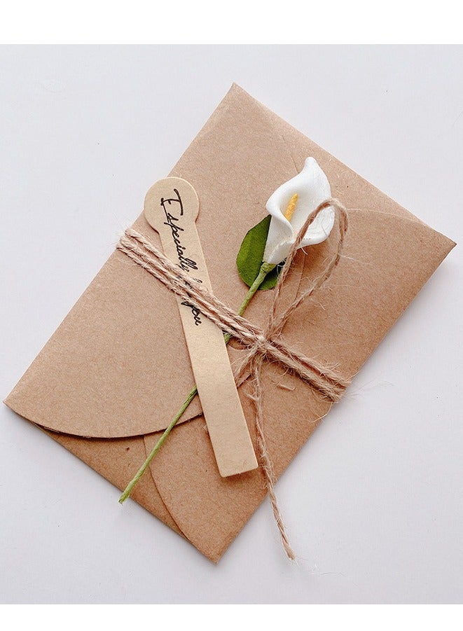 4 حزم ورق حرفي DIY Kraft ورق مجفف الزهور بطاقات التهنئة للهدايا -بطاقات يدوية مع زهرات الزهور، شكرا شخصيا للبطاقات - Image 4