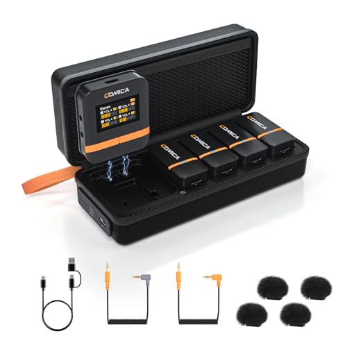 COMICA Vimo Q 4-Channel Wireless Lavalier Microphone System for iPhone/Android/Camera/Camcorder/PC, Noise Cancellation, 4 Audio Tracks Output, 656ft Range, Lapel Mic for Video Recording, Streaming - Image 1