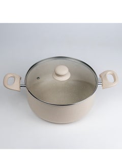 Wilson Oak Casserole with Lid and Marble Coating, Soft Touch Handle Stew Pot Suitable for Gas Electric Induction and Ceramic Stove Dutch Oven - 26cm – Cream  - Image 2