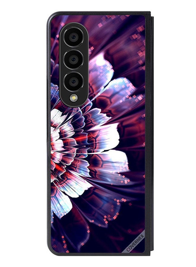 Covernex Protective Case Cover For Samsung Galaxy Z Fold 4 Reflected Big Flower On Left Side - Image 1