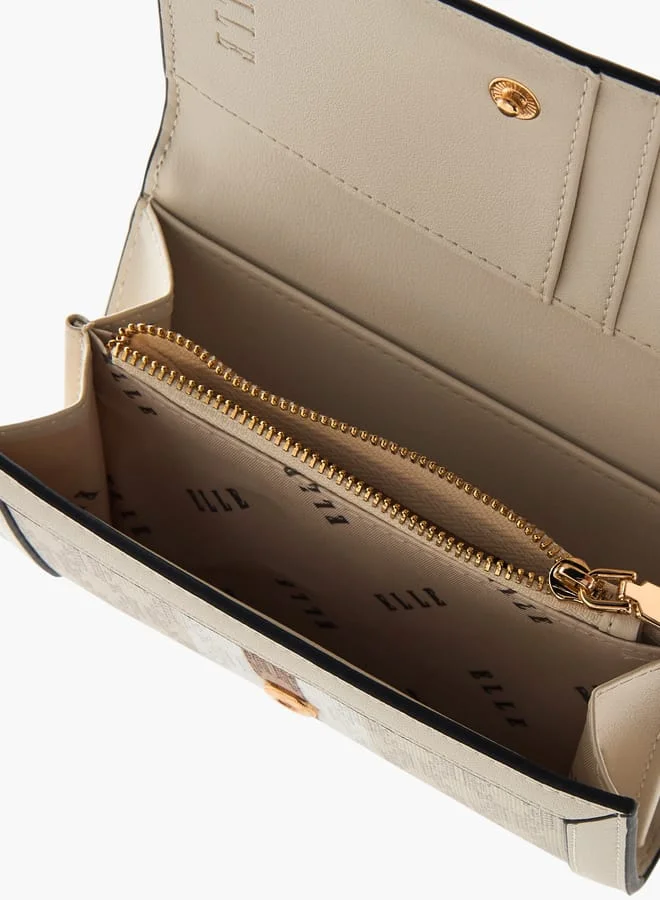 ELLE Womens Monogram Print Wallet With Flap Closure