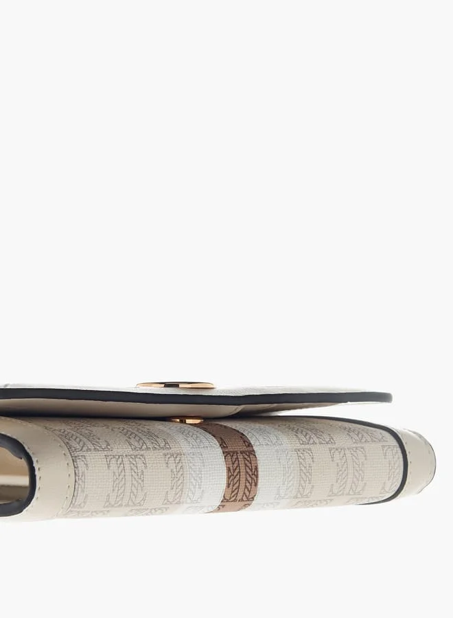 ELLE Womens Monogram Print Wallet With Flap Closure