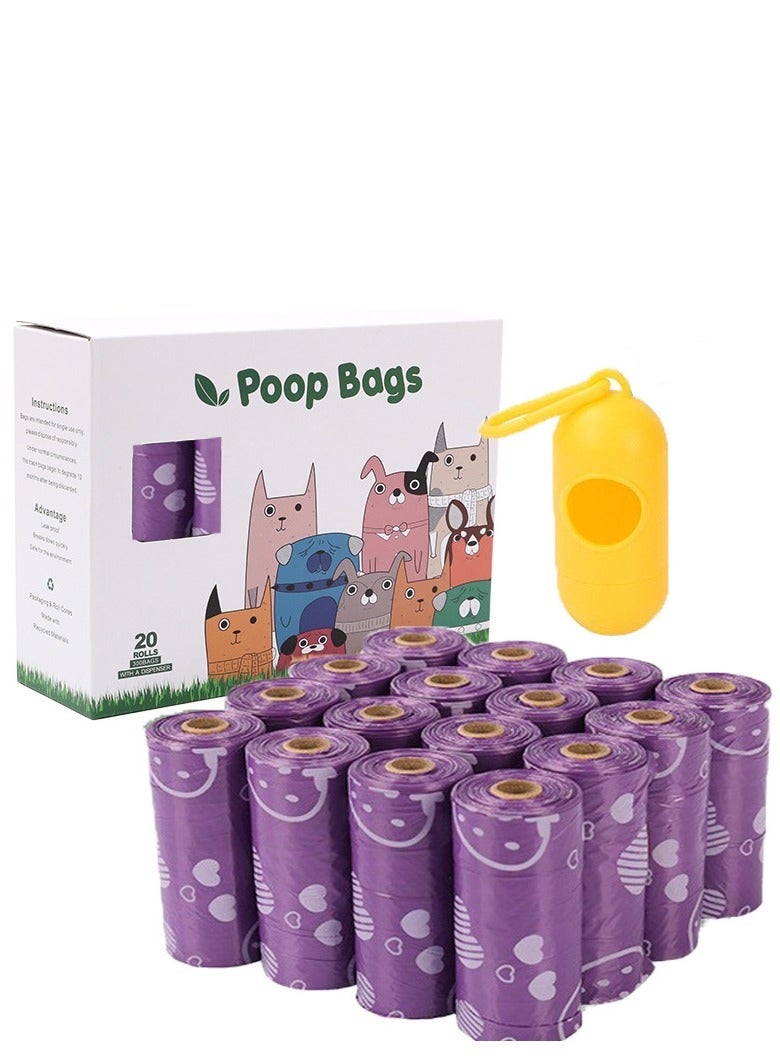 Diaper Bag Refills, 300PCS Biodegradable Baby Diaper Bag with Complimentary trash bag dispenser, Lemon Scented Dog  Bag Disposable for Nappies, Rubbish, Dog  (Purple)  - Image 1