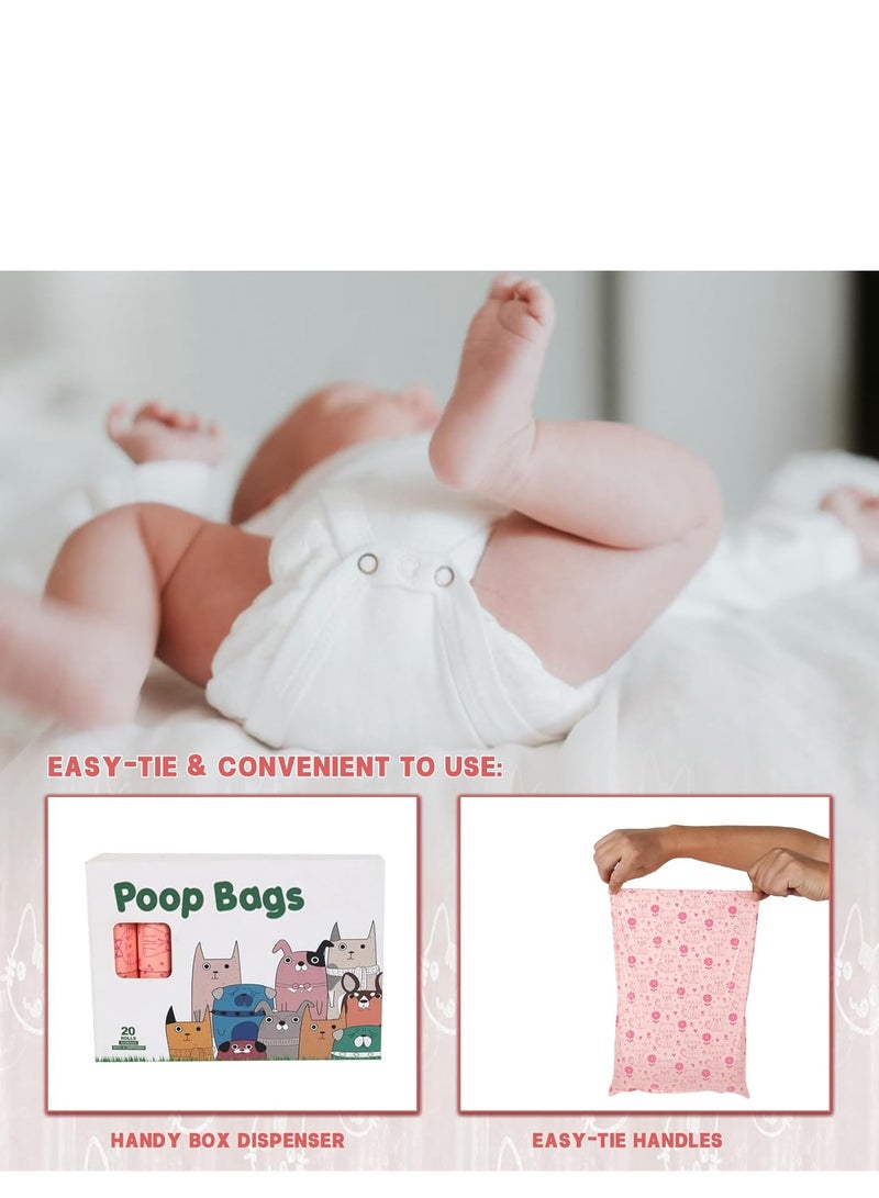 Diaper Bag Refills, 300PCS Biodegradable Baby Diaper Bag with Complimentary trash bag dispenser, Lemon Scented Dog  Bag Disposable for Nappies, Rubbish, Dog  (Purple)  - Image 3