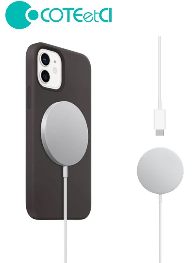 Coteetci iPhone Wireless Charger MagSafe Compatible – Fast Magnetic Wireless Charging up to 15W with Qi Technology – Supports iPhone 14, 14 Pro, 13, 12 Series and All Qi-Enabled iPhones – Compatible with AirPods – Sleek Lightweight Design with Safe Smart Charging - Image 1