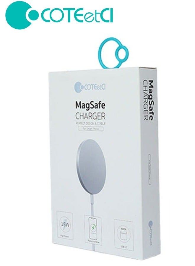 Coteetci iPhone Wireless Charger MagSafe Compatible – Fast Magnetic Wireless Charging up to 15W with Qi Technology – Supports iPhone 14, 14 Pro, 13, 12 Series and All Qi-Enabled iPhones – Compatible with AirPods – Sleek Lightweight Design with Safe Smart Charging - Image 3