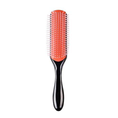 CORSULA Hair Brush for Women Men Curly Wet or Dry Hair Classic Detangling Brushes 9 Row for Natural Thick Hair, Blow Styling Separating, Shaping Defining Curls Tools Travel Bristle Black Hairbrush - Image 1