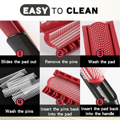 CORSULA Hair Brush for Women Men Curly Wet or Dry Hair Classic Detangling Brushes 9 Row for Natural Thick Hair, Blow Styling Separating, Shaping Defining Curls Tools Travel Bristle Black Hairbrush - Image 4
