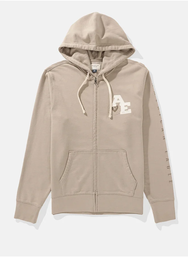 American Eagle AE Logo Graphic Zip-Up Hoodie