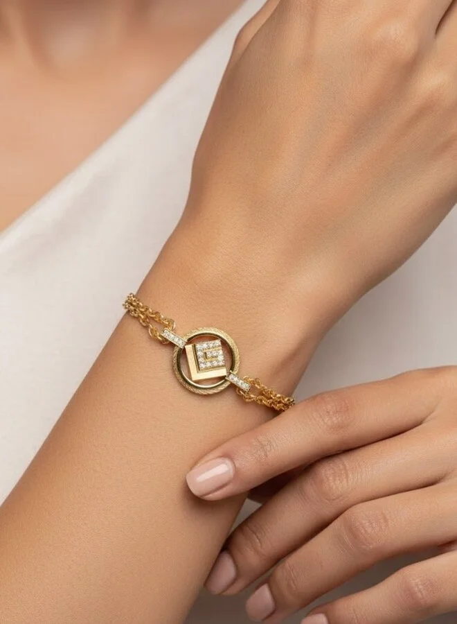 Guy Laroche Camille Gold Plated Layered Chain Bracelet for Women 170mm